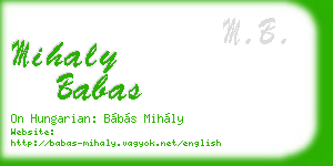 mihaly babas business card